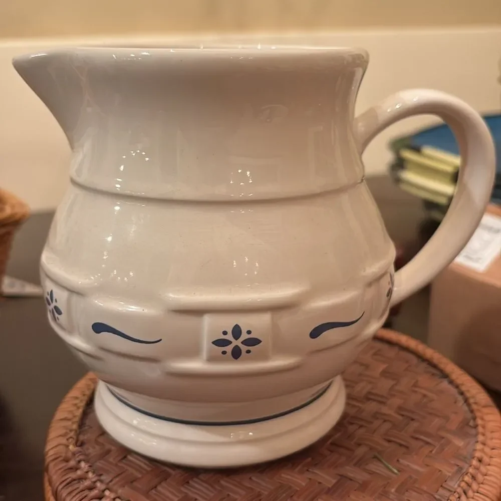 Longaberger pottery heritage blue pitcher